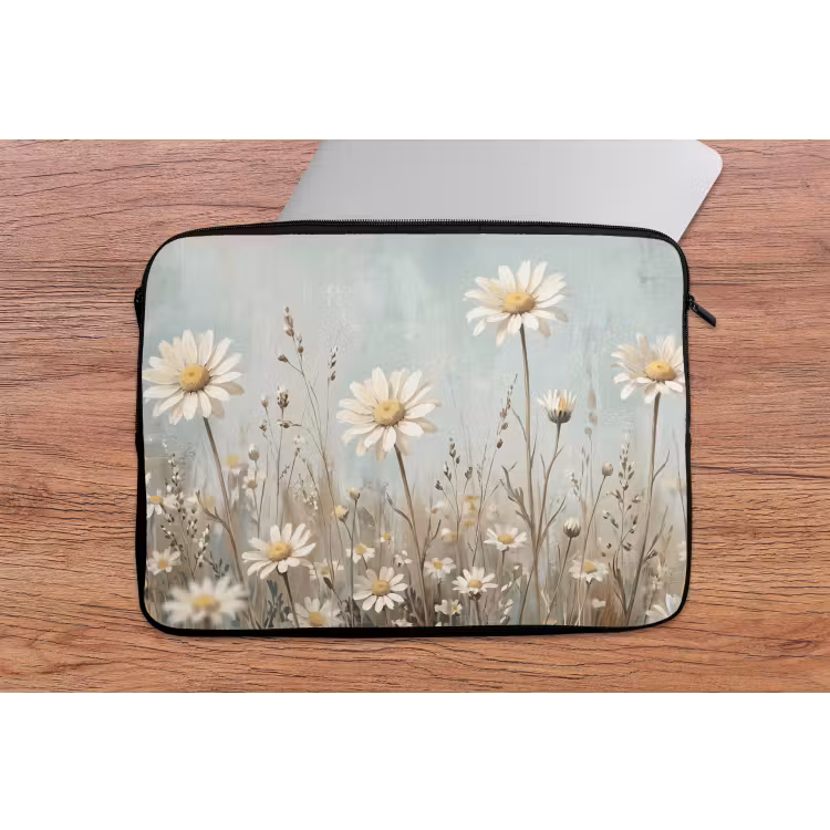 Madelief - Illustratie - Wit laptophoes neopreen klein -tafel