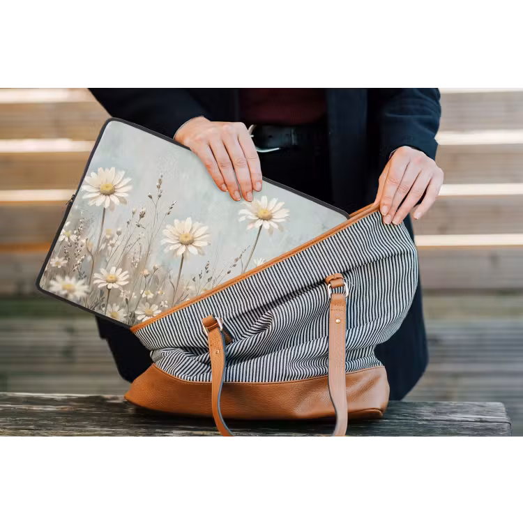 Madelief - Illustratie - Wit laptophoes neopreen klein -tas
