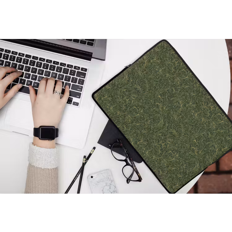 Donker - Groen - Krullend - Botanisch laptophoes neopreen klein 279 -bureau