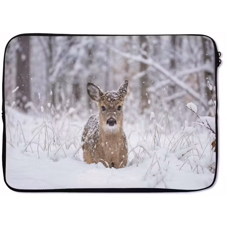 Hert - Sneeuw - Bos - Dieren - Vertederend laptophoes neopreen klein -zkaufland3dotto