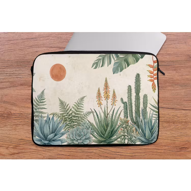 Woestijn - Planten - Groen laptophoes neopreen klein -tafel