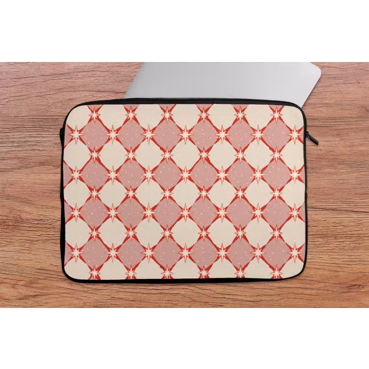 Ruiten - Sterren - Vintage - Oudroze - Rood laptophoes neopreen klein 279 -tafel