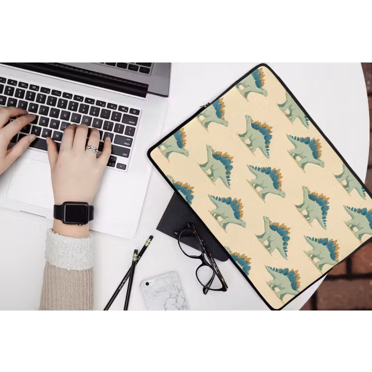 Dino - Patroon - Groen laptophoes neopreen klein 279 -bureau