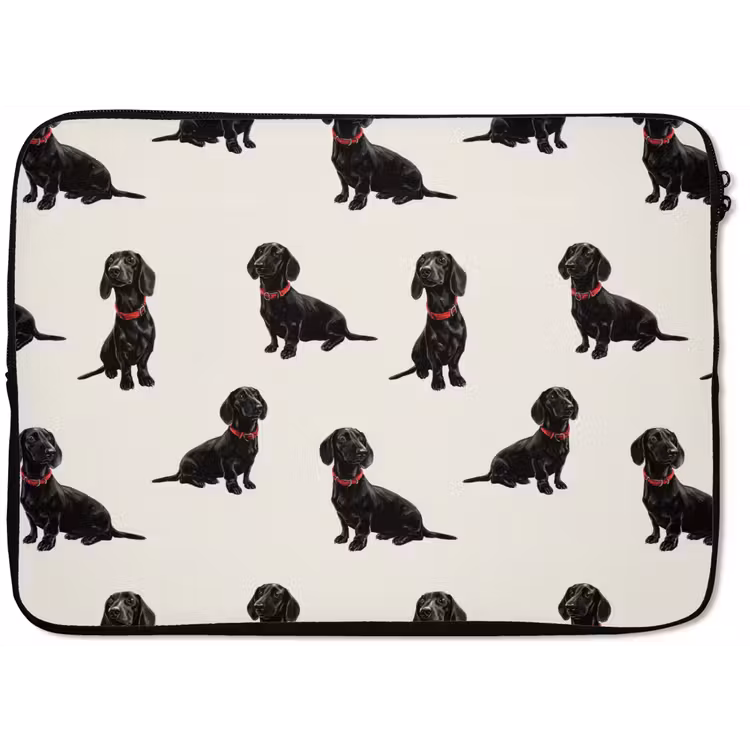 Hond - Patroon - Zwart laptophoes neopreen klein 279 -zkaufland3dotto