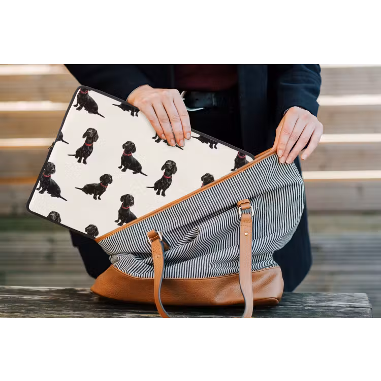 Hond - Patroon - Zwart laptophoes neopreen klein 279 -tas