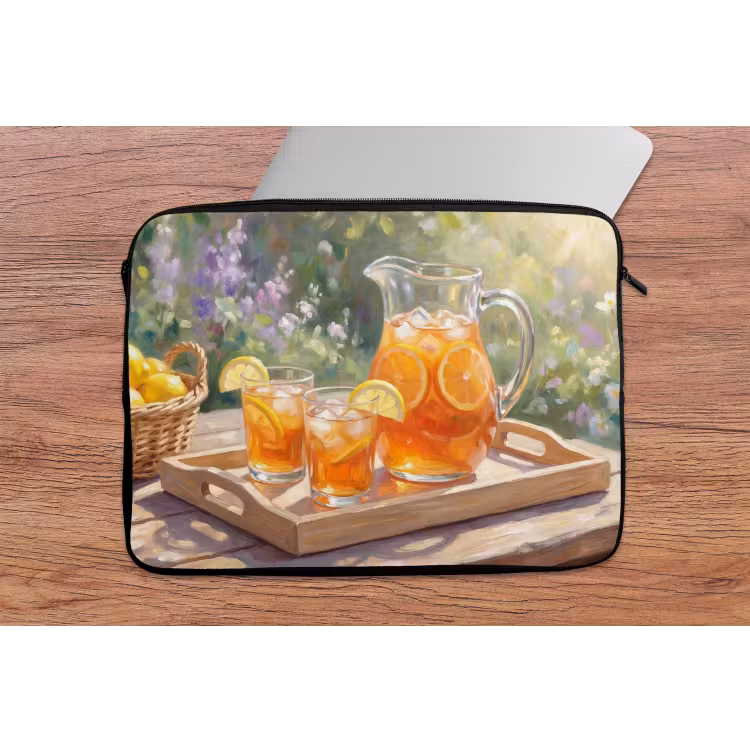 Drank - Citroen - Zomer - Tuin - Geel laptophoes neopreen klein -tafel