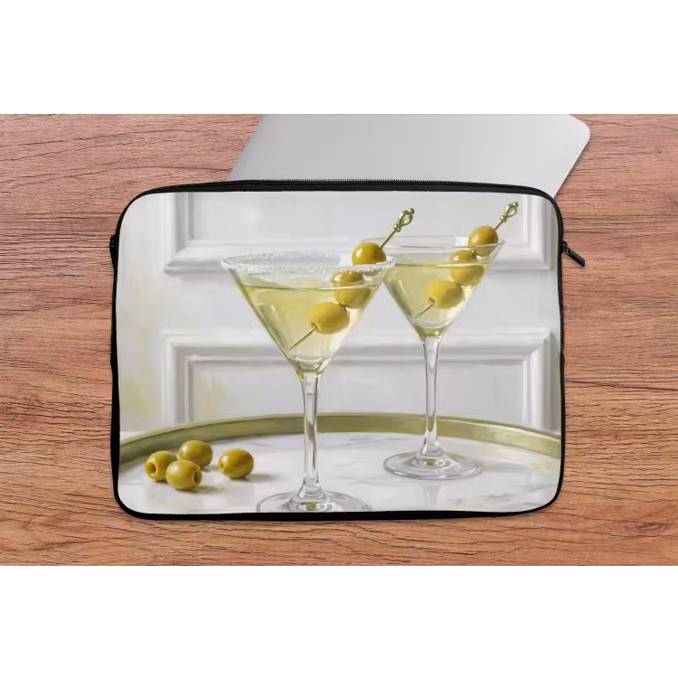 Drank - Martini - Olijven - Modern - Wit laptophoes neopreen klein -tafel