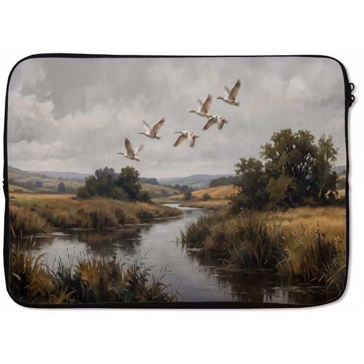 Eenden - Rivier - Landschap - Vlucht - Nostalgisch laptophoes neopreen klein -zkaufland3dotto