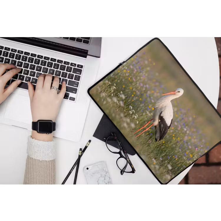 Ooienvaar - Bloemen - Weide - Kleurrijk laptophoes neopreen klein -bureau