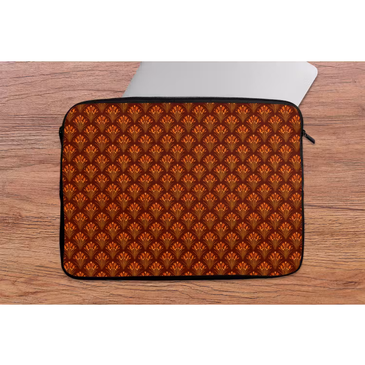 Waaiers - Art Deco - Botanisch - Roestbruin - Oranje laptophoes neopreen klein 279 -tafel