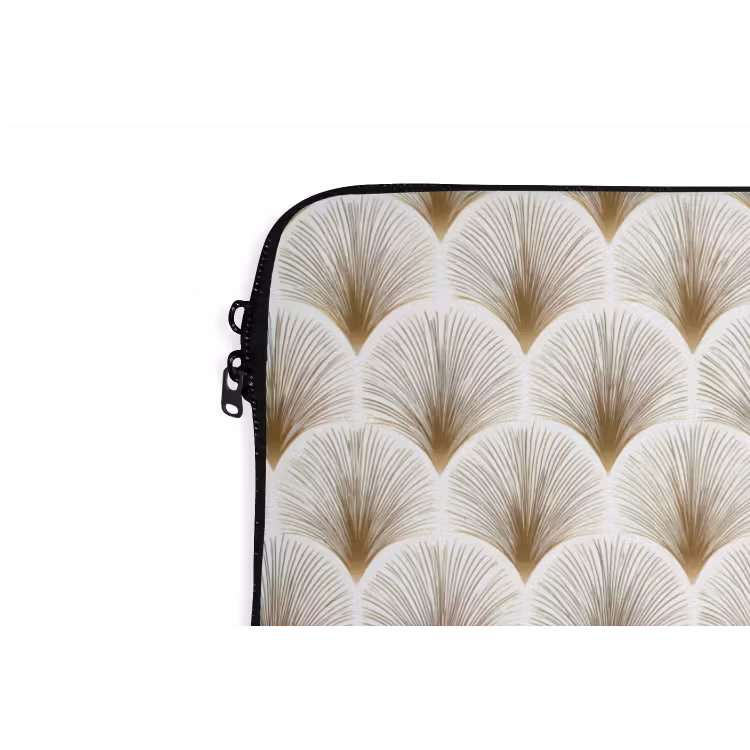 Waaiers - Art Deco - Elegant - Goud - Wit laptophoes neopreen klein 279 -detail