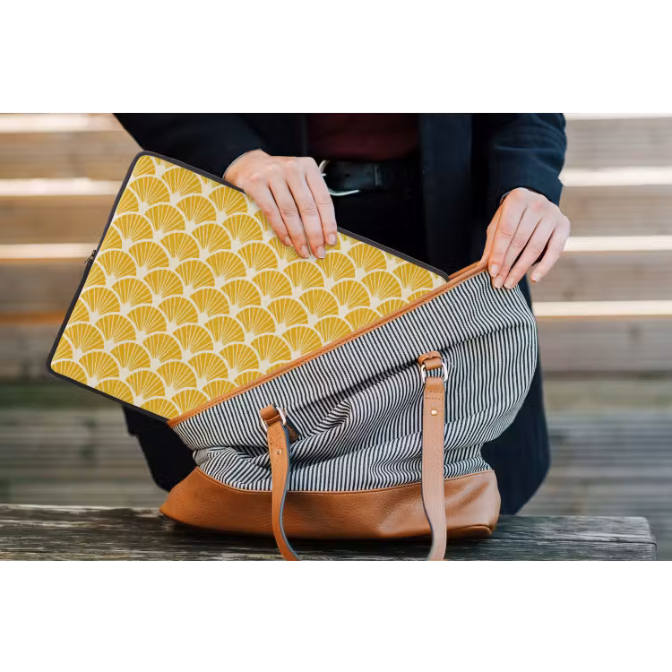 Waaiers - Art Deco - Retro - Okergeel laptophoes neopreen klein 279 -tas