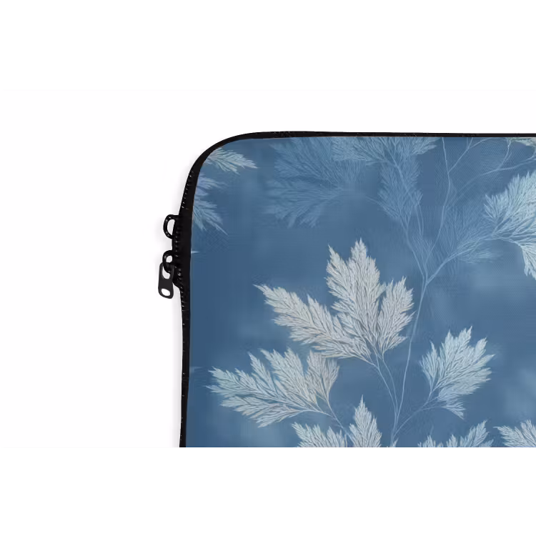 Varen - Botanisch - Patroon - Grijsblauw laptophoes neopreen klein 279 -detail