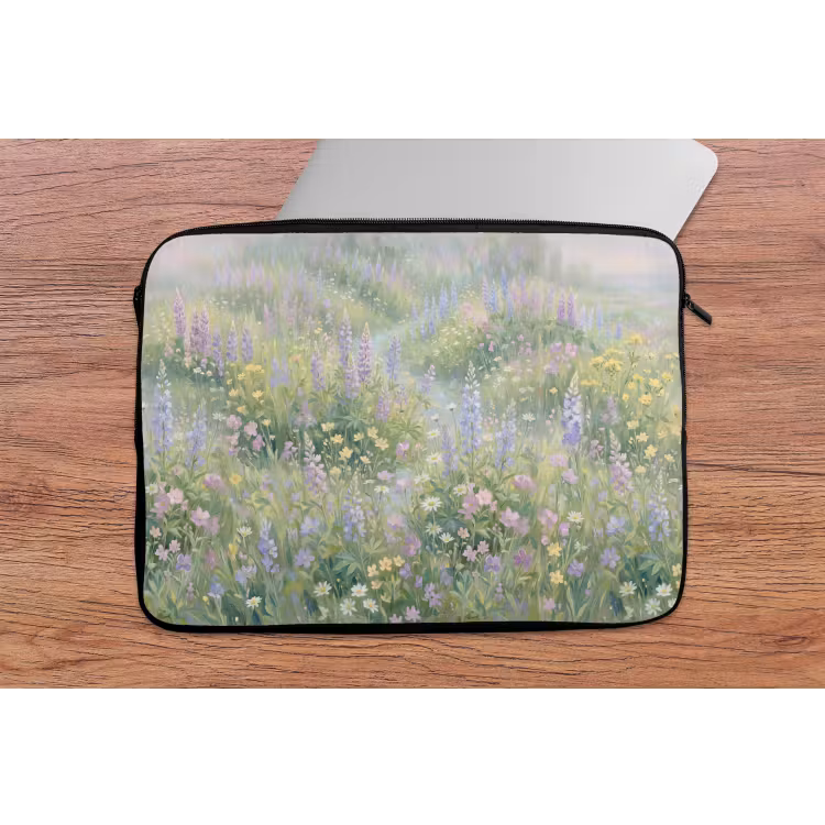 Bloemenveld - Heuvels - Kleurrijk laptophoes neopreen klein -tafel