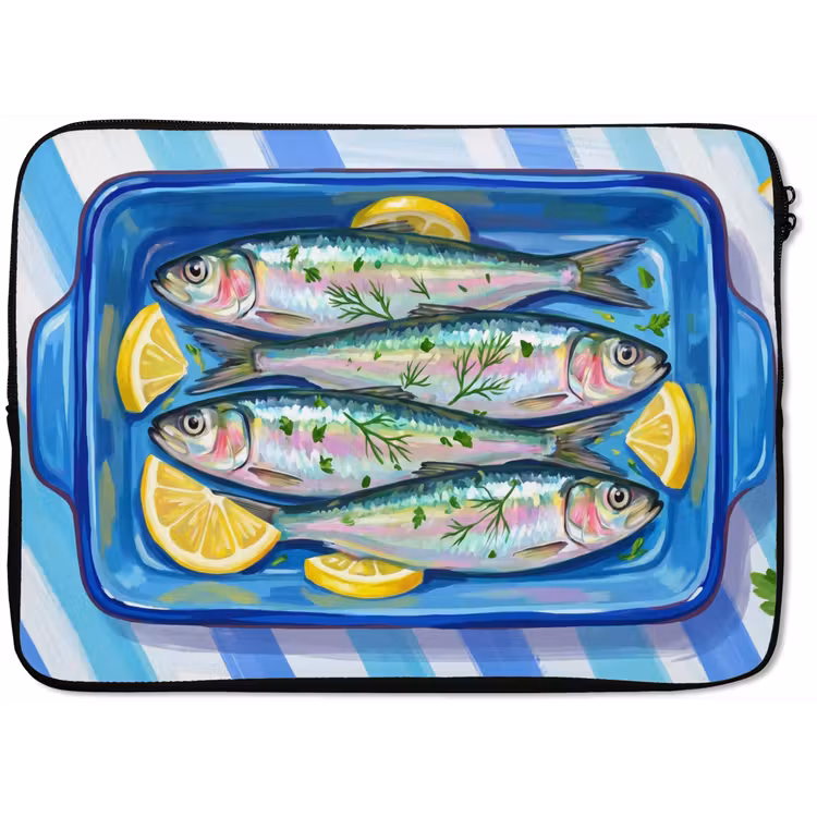 Vis - Citroen - Kruiden - Eten - Blauw laptophoes neopreen klein -zkaufland3dotto