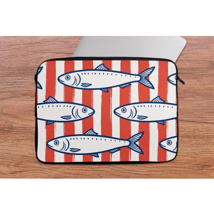 Vis - Patroon - Strepen - Illustratie - Rood laptophoes neopreen klein -tafel