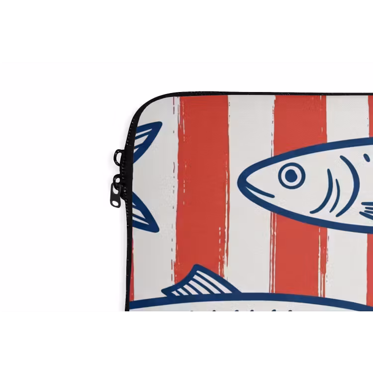 Vis - Patroon - Strepen - Illustratie - Rood laptophoes neopreen klein -detail