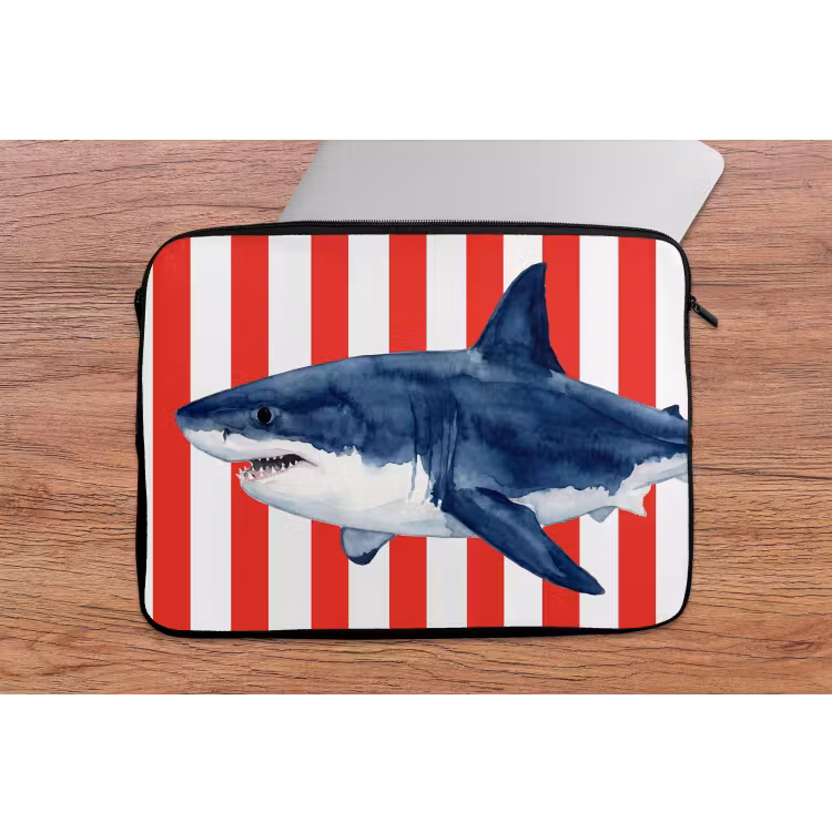Vis - Haai - Zee - Illustratie - Blauw laptophoes neopreen klein -tafel
