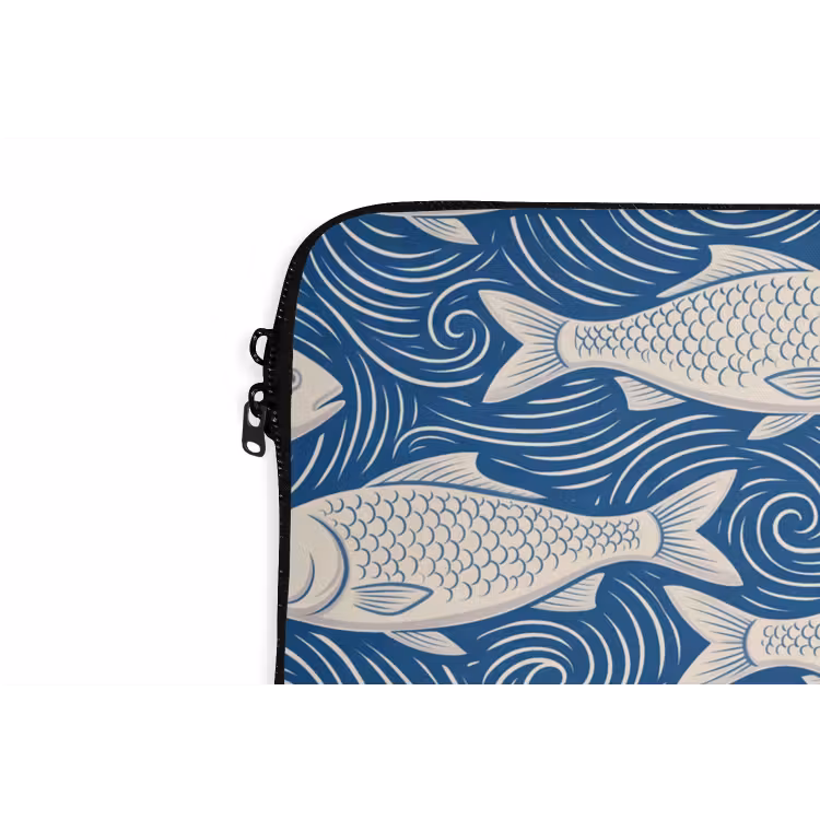 Vis - Water - Patroon - Grafisch - Blauw laptophoes neopreen klein -detail