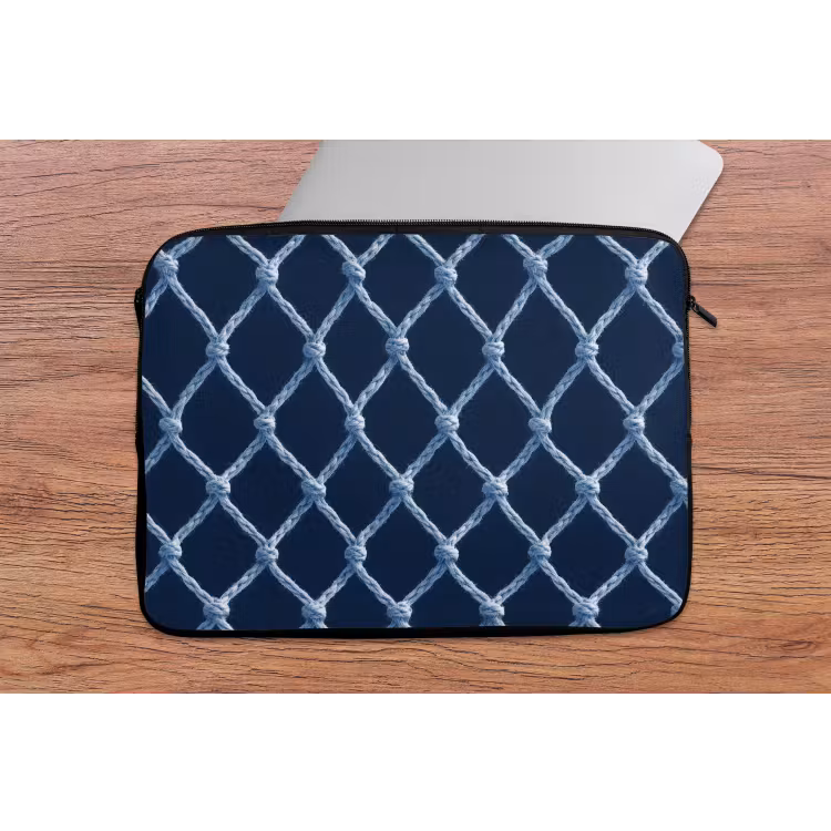 Visnet - Touw - Patroon - Marineblauw laptophoes neopreen klein 279 -tafel