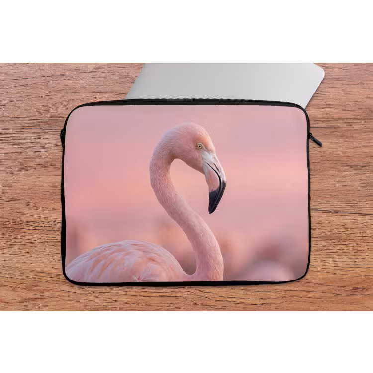 Flamingo - Portret - Roze laptophoes neopreen klein -tafel