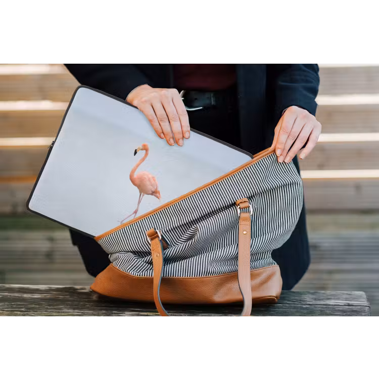 Flamingo - Zee - Roze laptophoes neopreen klein -tas