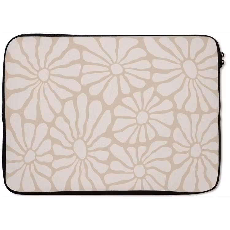 Bloemen - Print - Beige - Bruin - Minimalistisch laptophoes neopreen klein -zkaufland3dotto