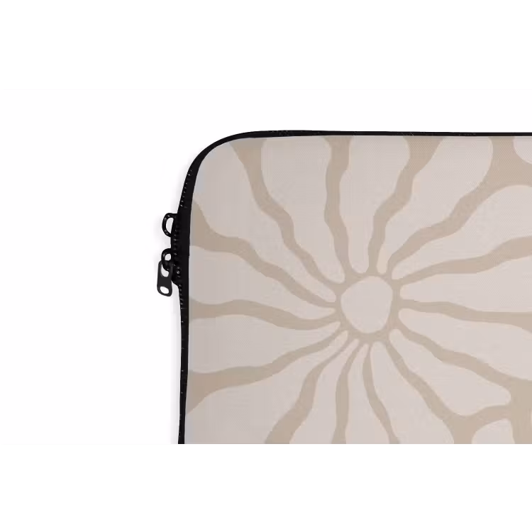 Bloemen - Print - Beige - Bruin - Minimalistisch laptophoes neopreen klein -detail