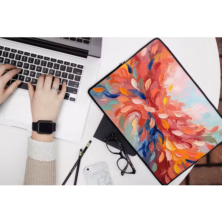 Bloemen - Abstract - Kunst - Modern laptophoes neopreen klein -bureau