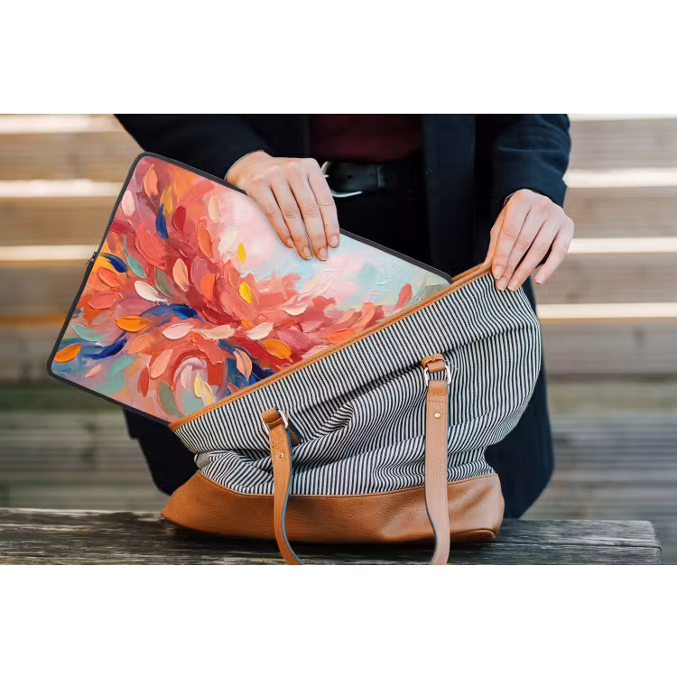 Bloemen - Abstract - Kunst - Modern laptophoes neopreen klein -tas