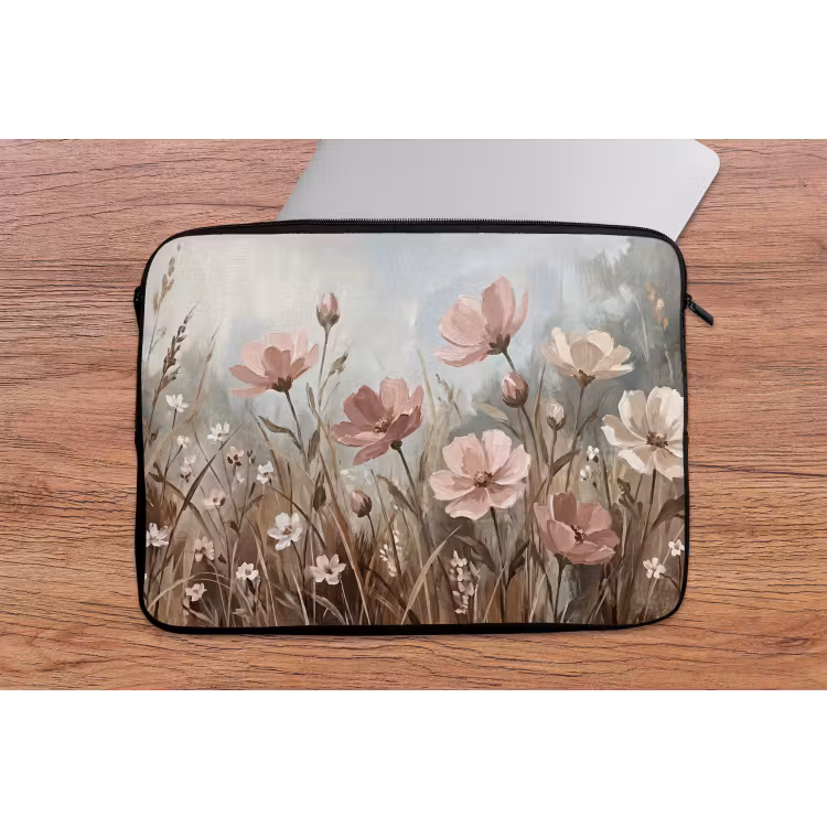 Bloemen - Botanisch - Schilderij - Pastel - Rustiek laptophoes neopreen klein -tafel