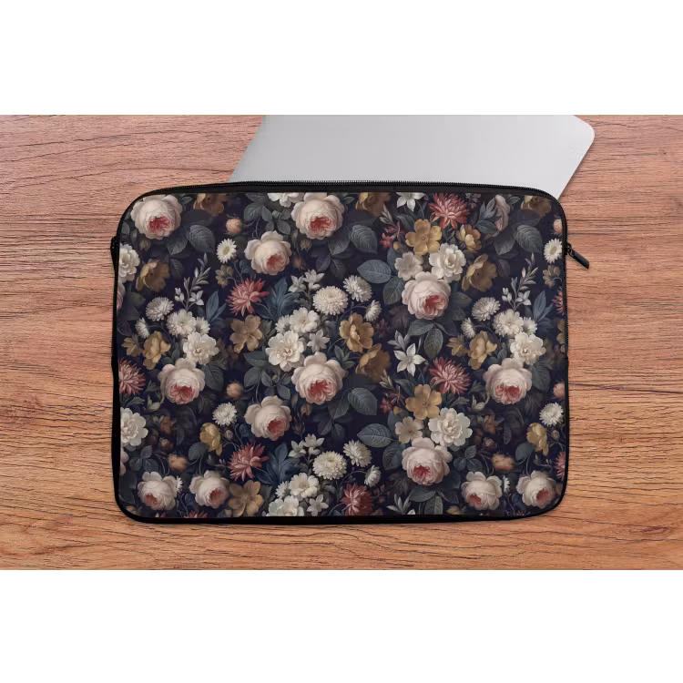 Bloemen - Boeket - Botanisch - Vintage - Donkere achtergrond laptophoes neopreen klein -tafel