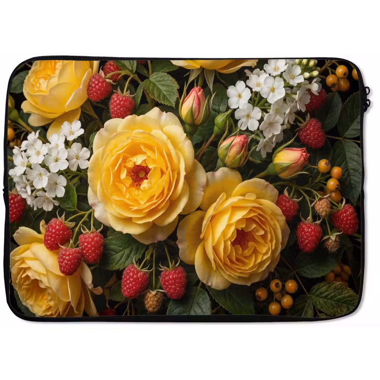 Bloemen - Boeket - Natuur - Klassiek - Geel laptophoes neopreen klein -zkaufland3dotto