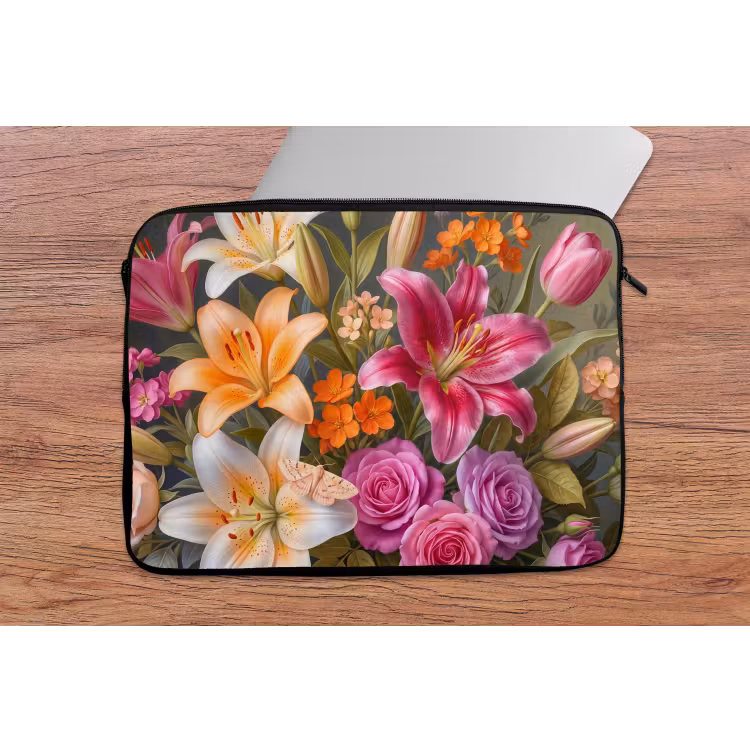 Bloemen - Boeket - Natuur - Kleurrijk - Modern laptophoes neopreen klein -tafel