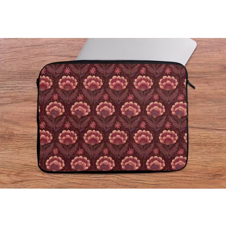Bloemen - Waaier - Paars laptophoes neopreen klein 279 -tafel