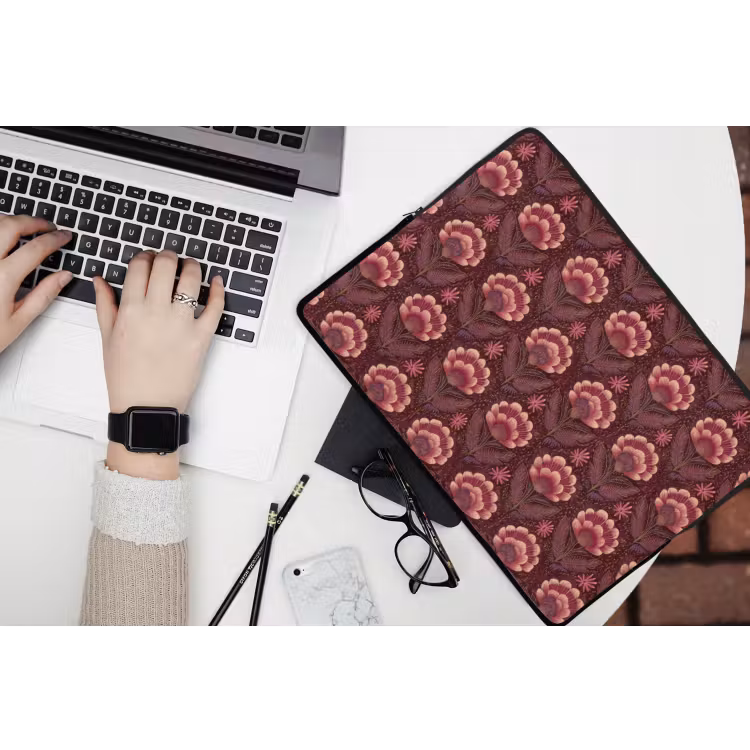 Bloemen - Waaier - Paars laptophoes neopreen klein 279 -bureau