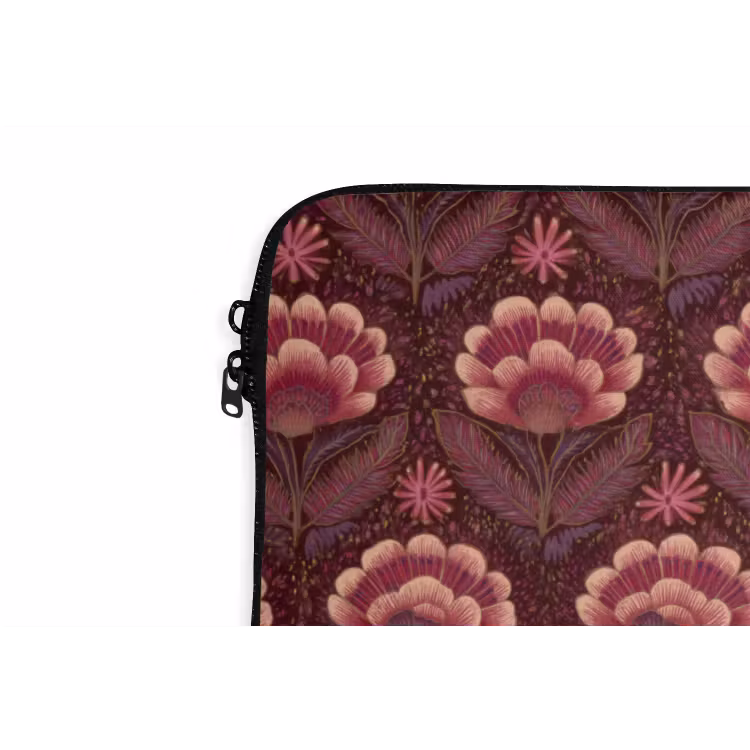 Bloemen - Waaier - Paars laptophoes neopreen klein 279 -detail