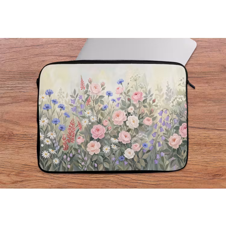 Bloemen - Tuin - Natuur - Kleurrijk laptophoes neopreen klein -tafel