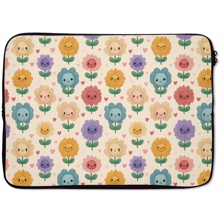Bloemen - Hartjes - Kleurrijk laptophoes neopreen klein 279 -zkaufland3dotto