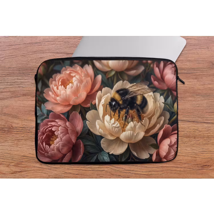 Bloemen - Insect - Natuur - Roze laptophoes neopreen klein -tafel