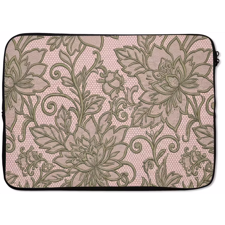 Bloemen - Kant - Patroon - Klassiek - Groen laptophoes neopreen klein -zkaufland3dotto