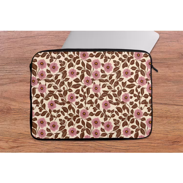 Bloemen - Bladeren - Kleurrijk laptophoes neopreen klein 279 -tafel