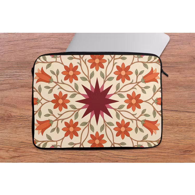 Bloemen - Mandala - Decoratief - Rood laptophoes neopreen klein -tafel