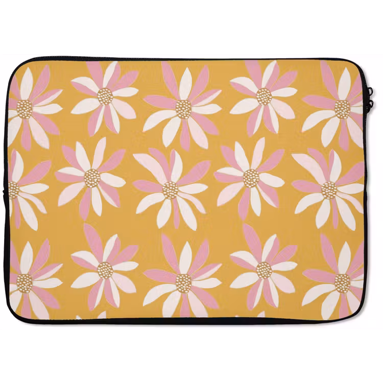 Bloemen - Modern - Geel laptophoes neopreen klein 279 -zkaufland3dotto