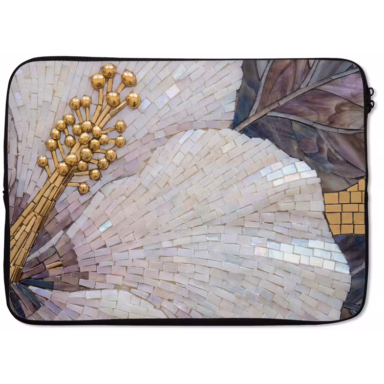 Bloemen - Mozaïek - Kunst - Modern - Goud laptophoes neopreen klein -zkaufland3dotto