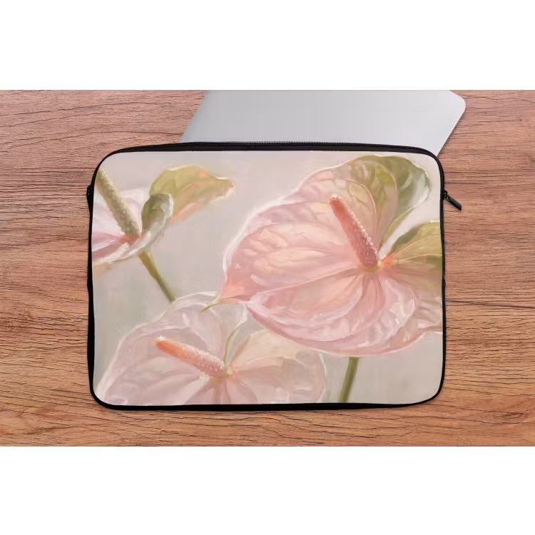Bloemen - Pastel - Abstract - Natuur - Groen laptophoes neopreen klein -tafel