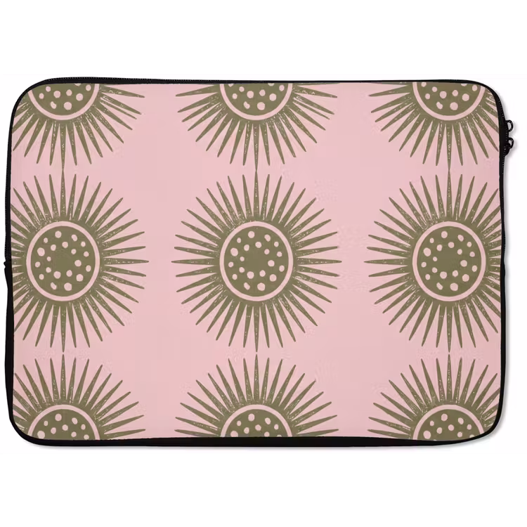 Bloemen - Patroon - Abstract - Roze - Groen laptophoes neopreen klein -zkaufland3dotto