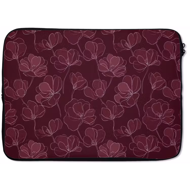 Bloemen - Patroon - Bordeauxrood laptophoes neopreen klein 279 -zkaufland3dotto