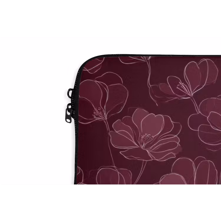 Bloemen - Patroon - Bordeauxrood laptophoes neopreen klein 279 -detail