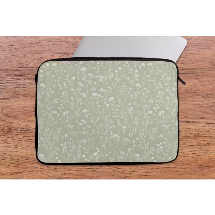 Bloemen - Patroon - Groen laptophoes neopreen klein 279 -tafel